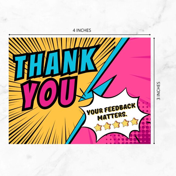 50 Thank You Cards 4 x 3" Pop Art - Picture 5 of 6